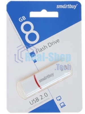 Флешка USB Smartbuy Crown white (SB8GBCRW-W), 8Gb, USB 2.0, R/W 15/5, белый/красный