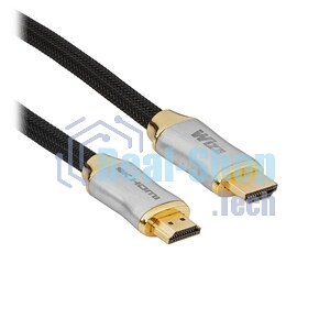 Кабель HDMI Wize WAVC-HDMIRA-2M 2 м., v.2.0b, 19M/19M, 4K/60 Hz 4:4:4, 26 AWG, HDCP 1.4, HDCP 2.2, Ethernet, позол.угловой разъем, экран, черный, пакет