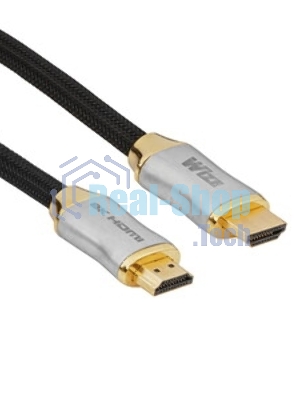 Кабель HDMI Wize WAVC-HDMIRA-2M 2 м., v.2.0b, 19M/19M, 4K/60 Hz 4:4:4, 26 AWG, HDCP 1.4, HDCP 2.2, Ethernet, позол.угловой разъем, экран, черный, пакет