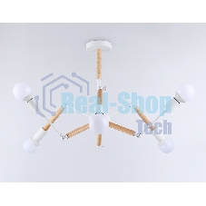 Светильник Ambrella light TR80485/6 WH/LW белый/светлое дерево E27/6 max 60W D930*510