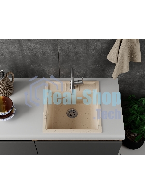 Мойка для кухни BAU Stil Sand 45х50, выпуск с сифоном в комплекте, бежевый песок