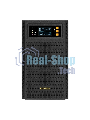 Источник бесперебойного питания On-line ExeGate PowerExpert TL-3000.72V.LCD.AVR.3SH.USB.RS232.SNMP 3000VA/3000W, On-Line, PF=1, LCD, 3*Schuko, RS232, USB, SNMP-slot, встроенные батареи 12V 7.2Ah - 6шт, возможность подключения до 4 внешних батарейных блоков 72В, Tower, металлический корпус, черный