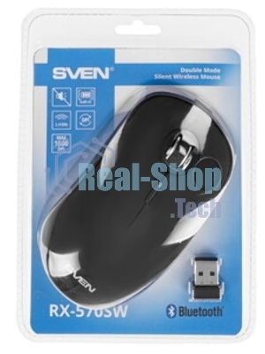 Мышь беспроводная SVEN RX-570SW черный, 1600 dpi, радиоканал, Bluetooth, USB, кнопки - 4