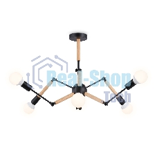 Светильник Ambrella light TR80488/6 BK/LW черный/светлое дерево E27/6 max 60W D930*510