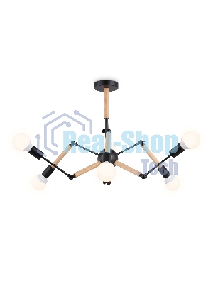 Светильник Ambrella light TR80488/6 BK/LW черный/светлое дерево E27/6 max 60W D930*510