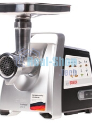 Мясорубка электрическая Bosch MFW68660 черный, 2200 Вт, 4.3 кг/мин, реверс, защита от перегрузки, металлический лоток, насадки - 10