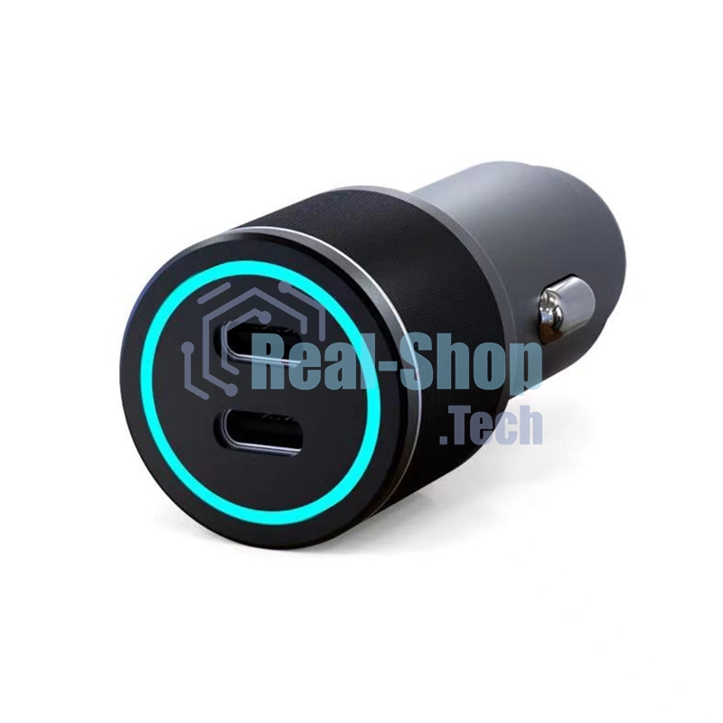 Автомобильное зарядное устройство c двумя портами Rexant (USB-C + USB-С) c LED-подсветкой, 75Вт