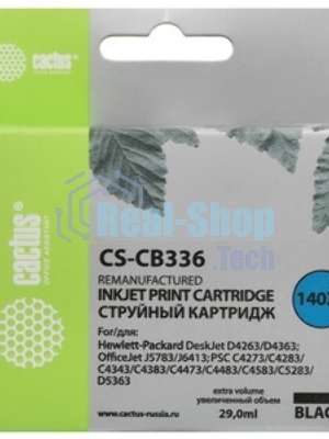 Картридж струйный Cactus CS-CB336 №140XL черный (29 мл.) для HP DJ D4263/D4363/DJ J5783/J6413/PSC C4273/C4283/C4343/C4383/C4473/C4483/C4583/C5283/D5363