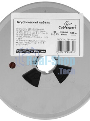 Акустический кабель Cablexpert CC-TC2x0,5-100M, прозрачный, 100 м, на катушке