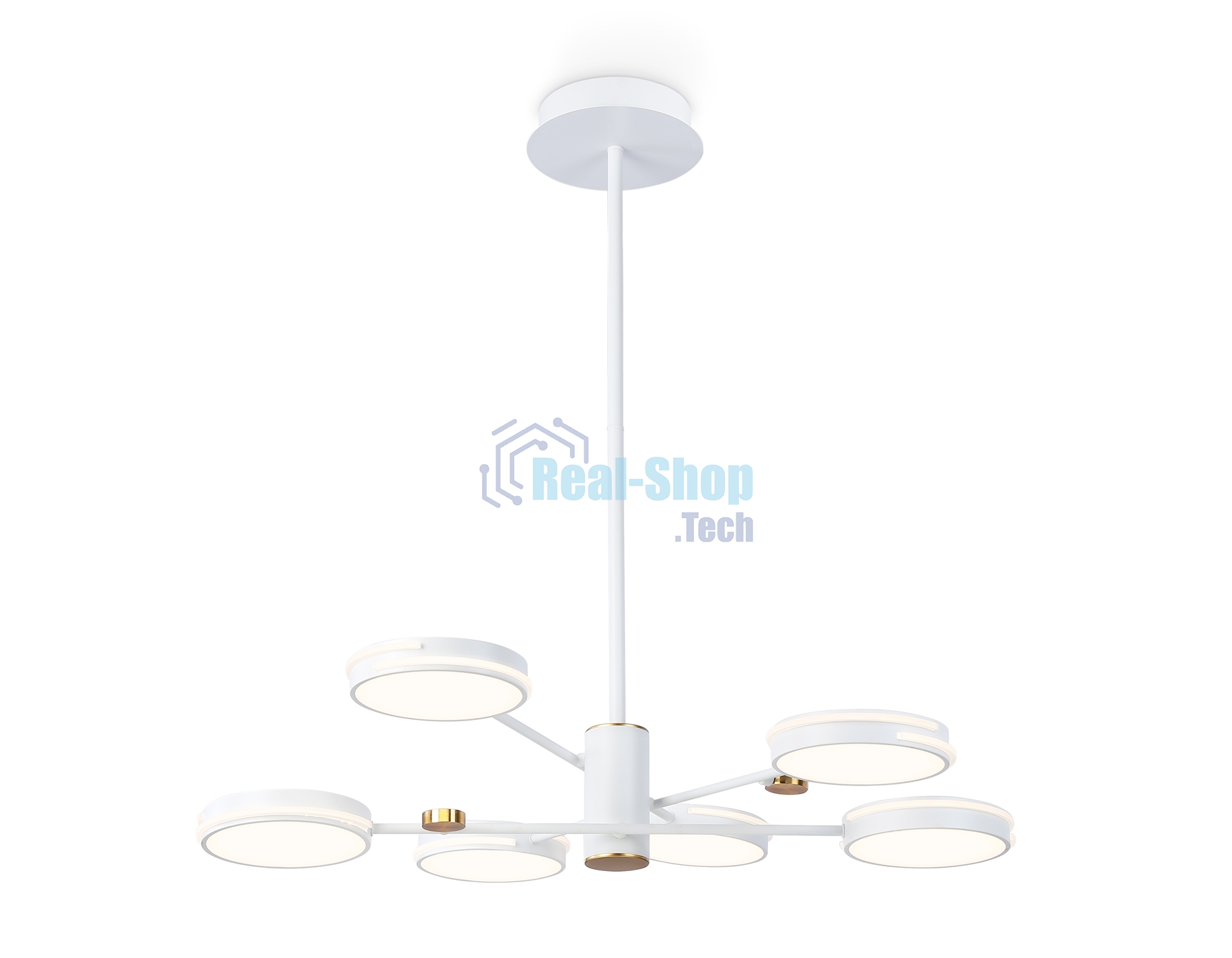 Подвесной светодиодный светильник Ambrella light FL51635/6 WH/GD белый/золото 3000K/4200K/6400K 50W D800*780 (Без ПДУ)
