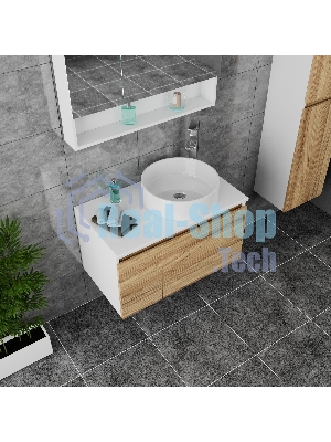 Комплект для ванной, 3 предмета (Тумба Bau Dream Blackwood 80, раковина BAU Dream круглая D41, смеситель для раковины высокий Hotel Still, нержавеющая сталь)