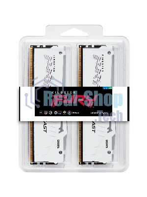 Оперативная память Kingston Fury Beast, DDR5, 64GB (2x32GB), 6000MHz, CL30, DIMM, с радиатором, RGB, белый