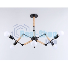 Светильник Ambrella light TR80488/6 BK/LW черный/светлое дерево E27/6 max 60W D930*510