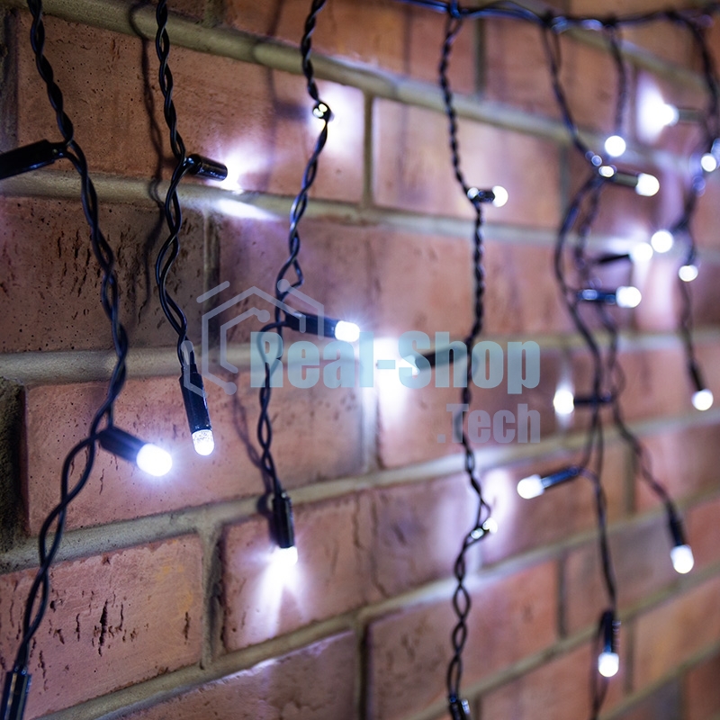 Гирлянда Neon-night Айсикл (бахрома) светодиодный, 2,4 х 0,6 м, черный провод, 230 В, диоды белые, 88 LED