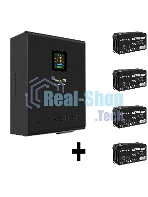 Комплект источника бесперебойного питания ExegateEX296003RUS + батарея 65Aч EX282980RUS 4шт (инвертор, синус, для котла, настенный) ExeGate FineSine SX-3000.LCD.AVR.2SH.T <3000VA/2100W, чистая синусоида, цветной LCD-дисплей, AVR, 2*Schuko+клеммы, линейно-интерактивный, крепление настенное, черный> + батарея ExeGate DT 1265 (12В, 65Ач) 4шт