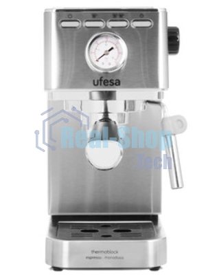 Кофеварка рожковая Ufesa BERGAMO серебристый, исп. кофе - молотый, 1.8 л, 1350 Вт, 20 бар