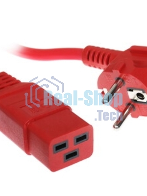 Шнур ПВС-АП 3x1,5 S22C19-250-16-1,8, красный, 1,8 м, C19, 3x1.5, 16А, с заземлением, Power Cube,