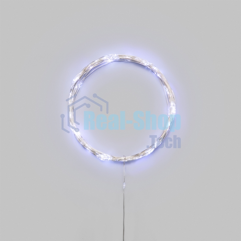 Гирлянда светодиодная Роса 10м 100 LED БЕЛЫЙ IP20 3хАА (в комплект не входят) NEON-NIGHT