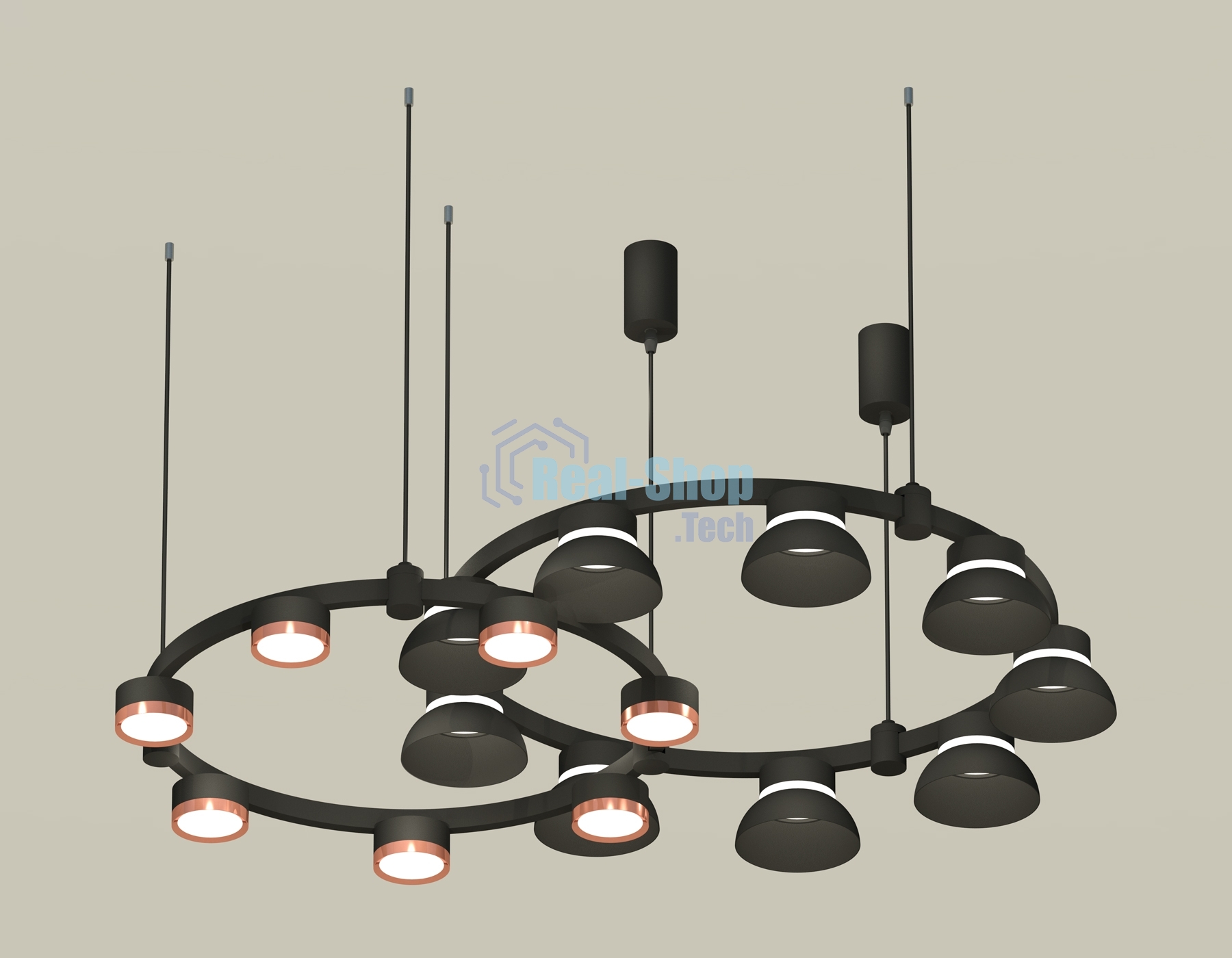 Светильник Ambrella light XR92091100/16 SBK/PPG/FR черный песок/золото розовое полированное/белый матовый GX53
