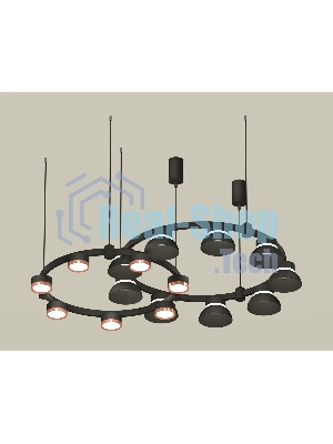 Светильник Ambrella light XR92091100/16 SBK/PPG/FR черный песок/золото розовое полированное/белый матовый GX53