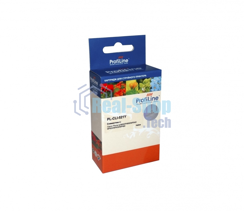 Картридж струйный ProfiLine PL-CLI-521Y для принтеров Canon Pixma IP3600/IP4600/MP540/MP550/MP620/MP630/MP980 с чипом водн