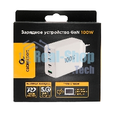 Зарядное устройство Cablexpert MP3A-PC-66 100Вт GaN, 5A, QC5.0/PD, 3xType-C, 1xUSB, белый, коробка