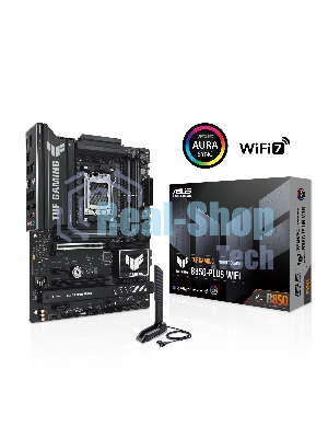 Материнская плата ASUS TUF GAMING B850-PLUS WIFI, Socket AM5, AMD B850, 4xDDR5, 4xSATA, 3xM.2, 1xPCIe 5.0 x16, 1xPCIe 4.0 x16, 2xPCIe 4.0 x1, 1xHDMI, 1xDP, 1x 2.5Gb LAN, Wi-Fi 7, 3xUSB-A 10Gbps, 4xUSB-A 5Gbps, 1xUSB-C 20Gbps, 2xUSB-A 2.0, 5x3.5 мм, 7.1, ATX