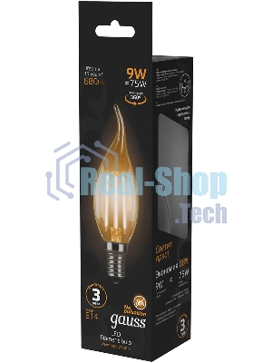 Лампа светодиодная Filament Свеча на ветру E14 9Вт 2700К Gauss 104801109