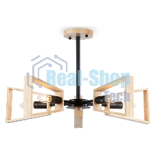 Светильник Ambrella light TR80495/5 BK/LW черный/светлое дерево E14/5 max 60W D620*430