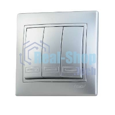 Выключатель 3-кл. СП Мира 10А IP20 метал. сер. LEZARD 701-1010-109