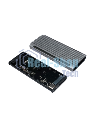 Внешний корпус Gembird EEM2-SATA-3 USB 3.1 для M2 SATA порт Type-С, RGb подсветка, металл, серебристый