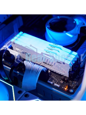 Оперативная память Kingston Fury Beast, DDR5, 64GB (2x32GB), 6000MHz, CL30, DIMM, с радиатором, RGB, белый