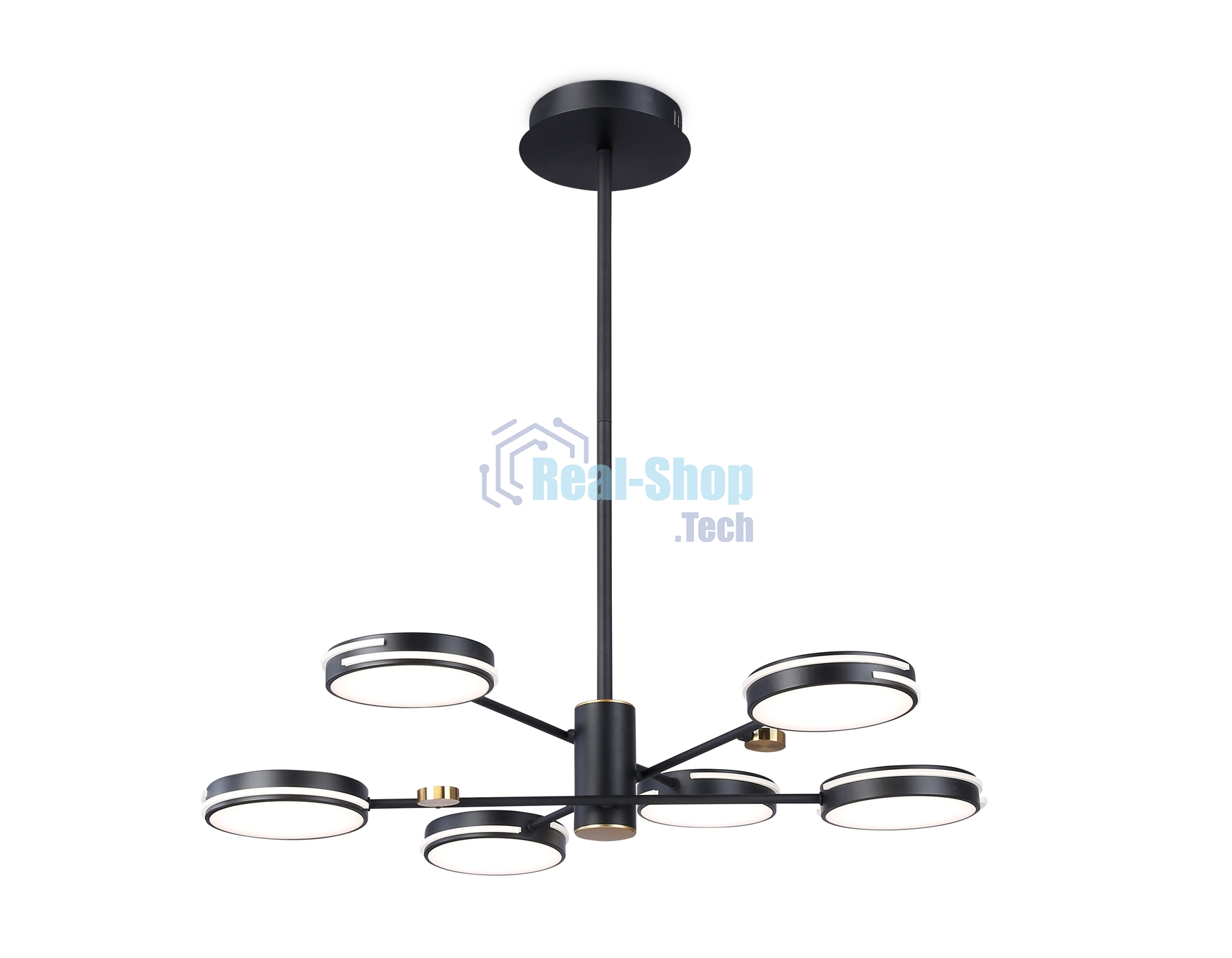 Подвесной светодиодный светильник Ambrella light FL51639/6 BK/GD черный/золото 3000K/4200K/6400K 50W D800*780 (Без ПДУ)