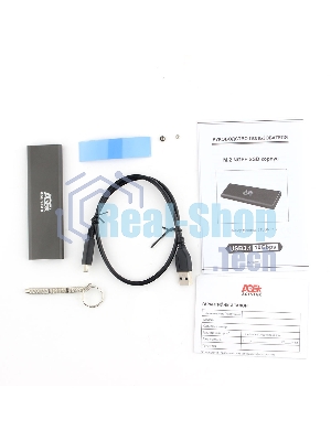 Внешний корпус USB 3.1 Type-C M.2 NVME (M-key) AgeStar 31UBNV1C (GRAY), алюминий, черный