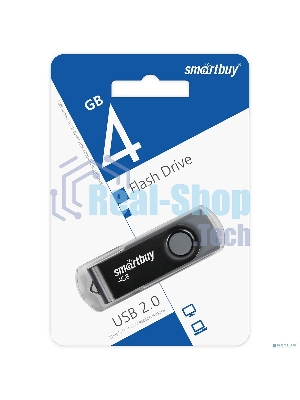 Флешка USB Smartbuy Twist Black (SB004Gb2TWK), 4Gb, USB 2.0, R/W 10/7, черный