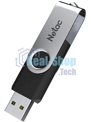 Флешка USB Netac U505 (NT03U505N-128G-20BK), 128Gb, USB 2.0, R/W 70/30, черный/серебристый