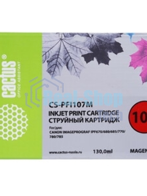 Картридж струйный Cactus CS-PFI107M пурпурный (130мл) для Canon IP iPF670/iPF680/iPF685/iPF770/iPF780/iPF785/