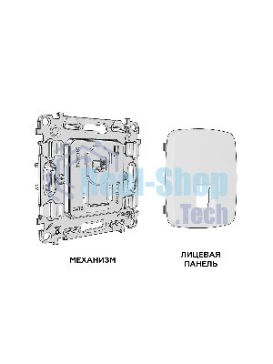 Комплект механизма компьютерной розетки RJ-45 экранированной с автоматической защитной шторкой OMEGA Черный матовый QUANT (OP8120, VM185) MO812005