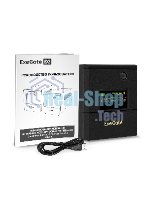Источник бесперебойного питания ExeGate SpecialPro Smart LLB-1000.LCD.AVR.8C13.USB (1000VA/700W, LCD, 8*C13,USB, батарея 12V 7.2Ah - 2 шт., металлический корпус, Black)