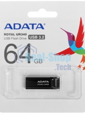 Флешка USB ADATA UR340 (AROY-UR340-64GbK), 64Gb, USB 3.2, R/W 100/30, черный