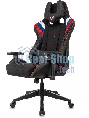 Кресло игровое Бюрократ VIKING 4 AERO RUS белый/синий/красный/черный, искусст. кожа/ткань, две подушки