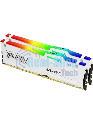 Оперативная память Kingston Fury Beast RGb, DDR5, 64Gb (2x32Gb), 6000MHz, CL36, DIMM, с радиаторами, RGb, белый