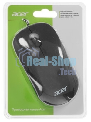 Мышь проводная Acer OMW122 черный, 1200 dpi, USB, кнопки - 3