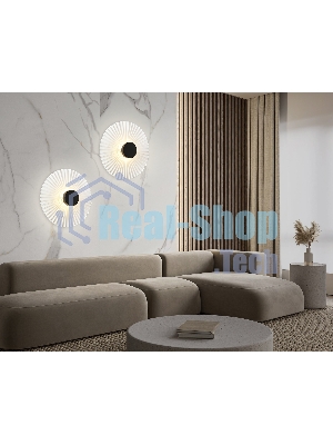 Настенный светильник Ambrella light LH72641 BK/WH черный/белый 6W 3000K D300*100