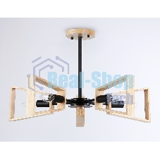Светильник Ambrella light TR80495/5 BK/LW черный/светлое дерево E14/5 max 60W D620*430