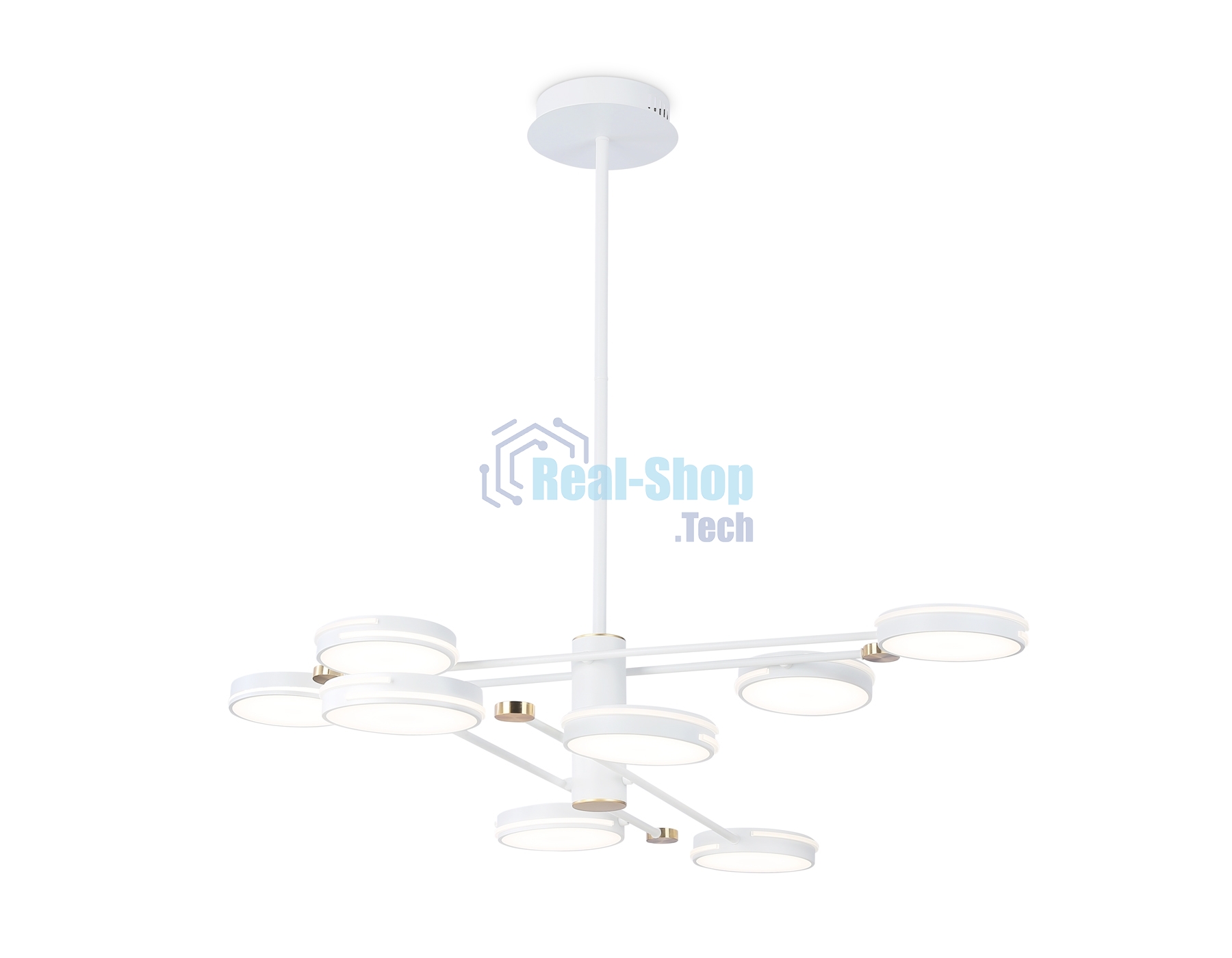 Подвесной светодиодный светильник Ambrella light FL51642/8 WH/GD белый/золото 3000K/4200K/6400K 67W D1000*850 (Без ПДУ)