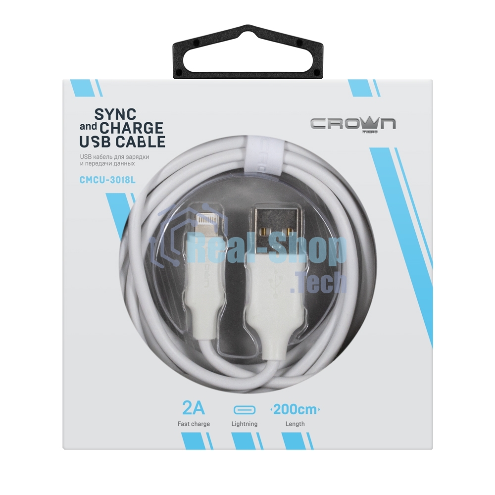 Кабель Crown USB - Lightning CMCU-3018L белый