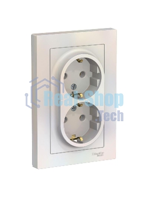Розетка 2-м AtlasDesign с заземл. 16А в сборе жемчуг SchE ATN000424