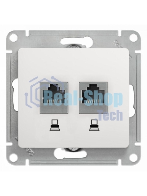 Механизм розетки комп. 2-м Glossa RJ45+RJ45 кат. 5е белый SchE GSL000185KK