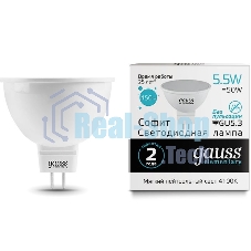 Лампа светодиодная Gauss Elementary MR16 5.5Вт цок.: GU5.3 спот 220B 4100K св. свеч. белый. ней. (упак.: 10 шт)